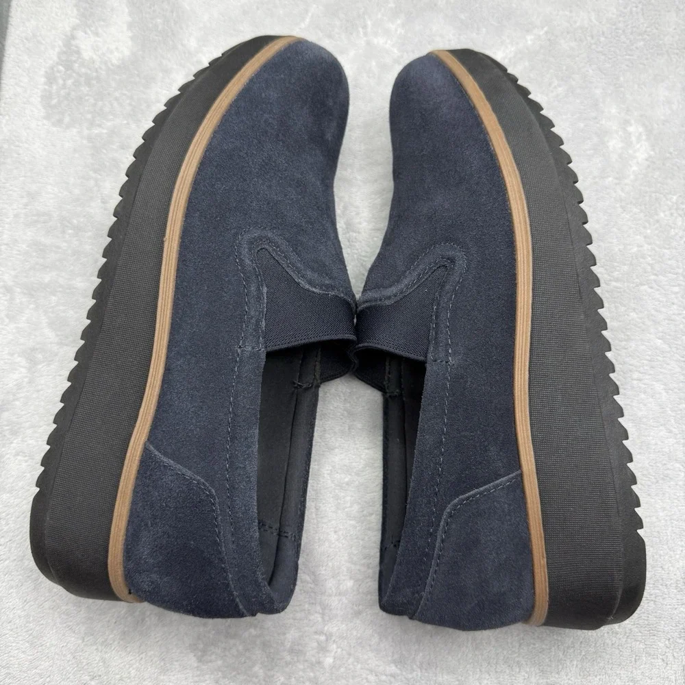 Clarks Sharon Dolly Women's 8.5 M Navy Suede Platform Slip On Walking Loafers